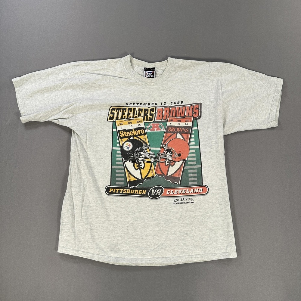 Vintage Pittsburgh Steelers Shirt Mens Large Gray NFL Football Pro Player 90s